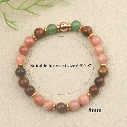 KSQS Healing Stone Bead Bracelet for Women, Natural Gemstones Balance Protection Bracelet, Spiritual Crystal Beads Bracelet Anxiety Relief with Meaning Card - color: Courage