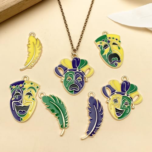 Youdiyla 21pcs Alloy enamel Martini Grasse Carnival Mardi Gras set Pendant Jewelry Making DIY Keychain Earrings Pendant Various Design Charms for Jewelry Making Bracelets Necklace (SN1095) - color: SN1095