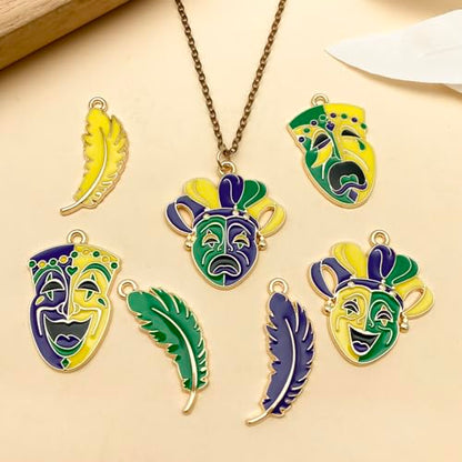 Youdiyla 21pcs Alloy enamel Martini Grasse Carnival Mardi Gras set Pendant Jewelry Making DIY Keychain Earrings Pendant Various Design Charms for Jewelry Making Bracelets Necklace (SN1095) - color: SN1095