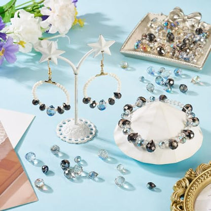 100Pcs Faceted Teardrop Crystal Beads Transparent Electroplate Water Drop Top Drilled Beads Colorful Teardrop Chandelier Charms for DIY Crafts Earring Bracelet Jewelry Making - color: Mixed Color-D