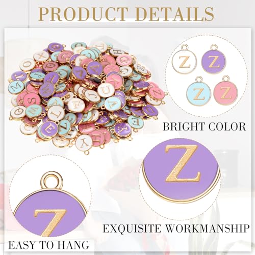 Bucherry 208 Pcs Letter Metal Charms for Jewelry Making Mix Initial Double Side Charms for DIY Bracelet Necklace Making - color: Light Colors, style: Letter