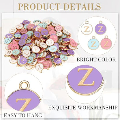 Bucherry 208 Pcs Letter Metal Charms for Jewelry Making Mix Initial Double Side Charms for DIY Bracelet Necklace Making - color: Light Colors, style: Letter