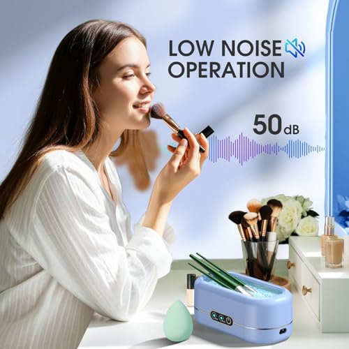 Professional Ultrasonic Jewelry Cleaner with Digital Timer,50KHz Ultrasonic Cleaner Machine with 304 Stainless Steel for Jewelry,Eyeglasses, Rings, Coin, Watch Strap, Dentures, Hygiene Items (Blue)