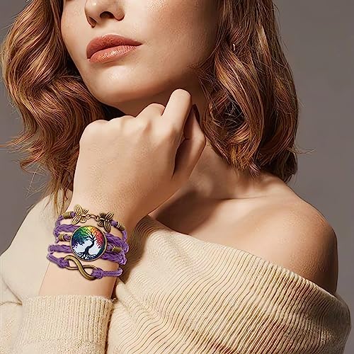 Boho Sunflower Gifts Sunflower Leather Bohemian Bracelet Birthday Gifts for Women Teens Granddaughter Wife Daughter Mom Friendship Bracelets for Her - color: Tree Life