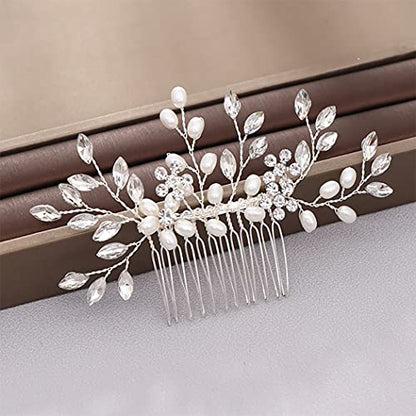 Wedding Hair Comb Pearl Bride Headpieces Rhinestone Bridal Hair Jewelry Side Hair Accessories for Bridesmaids and Brides