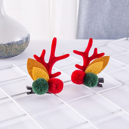 Christmas Antler Hair Clips Christmas Red Green Hairball Hair Clip for Women Christmas Ears Hair Clips Christmas Hairband Christmas Hairpins Hair Clips Christmas Clips Hair Clips Accessories 2Pack - color: Red Green Ball