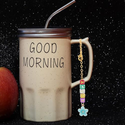 DICOSMETIC Cup Letter Charm Personalized Handle Charm 4Pcs Chains with 300Pcs Acrylic Beads Name Letter Charms Accessories for Cup