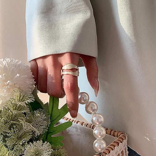 Colorful Adjustable Enamel Ring For Women Gold Plated Irregular Elegant Oil Drip Friendship Finger Ring Set Jewelry For Women
