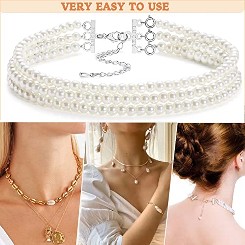 Dailyacc Lucky Necklace Layering Clasp 18K Gold and Silver Multi Strand Clasps for Stackable Necklaces - color: 1Pcs Silver 2 Clasp