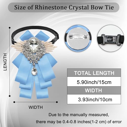 Big Rhinestone Bow Ties，Bowtie Pre-Tied Bowties Men Women | Suit for tuxedo party wedding - color: Sky Blue