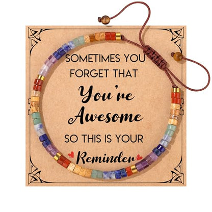 JoycuFF Gifts for Women Inspirational Gifts for Teen Healing Natural Stone Bracelets for Women Friends Sister - style: You're awesome-Colorful