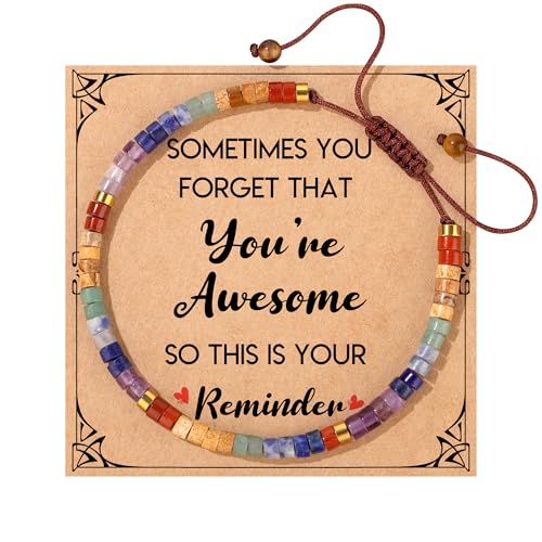 JoycuFF Gifts for Women Inspirational Gifts for Teen Healing Natural Stone Bracelets for Women Friends Sister - style: You're awesome-Colorful
