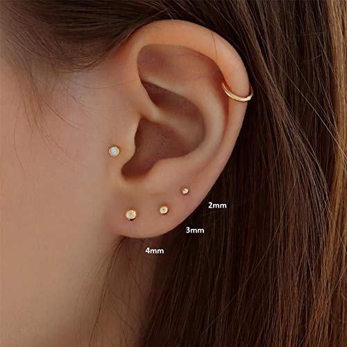 EPIRORA Sterling Silver Stud Earrings for Women- 3 Pairs Tiny Ball Stud Earrings Round CZ Cubic Zirconia Earrings Pearl Earrings Set Cartilage Small Tragus Earrings(2mm,3mm,4mm) - style: Ball earrings(2mm,3mm,4mm)-18k Gold Plated