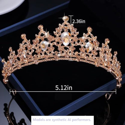 Kamirola - Queen Crown and Tiaras Princess Crown for Women Crystal Headbands for Bridal, Princess for Wedding and Party - color: Gold(light)
