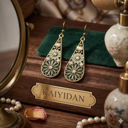 Boho Turquoise Dangle Earrings For Women Trendy,Western Blue Gemstone Drop Earings,Vintage Gothic Ethnic Statement Beach Vacation Long Birthstone Earrings with Leaf Teardrop Turquoise Crystal Tassels,Fashion Jewelry Birthday Gift. - style: A32 Vintage flo