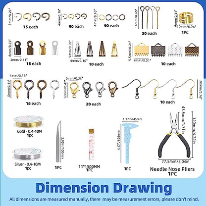 Glarks 1467Pcs Jewelry Making Supplies Kit with Accessories, Jewelry Making Pliers, Beading Wires and Findings for Making and Repair - size: 1459pcs