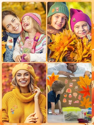JUNEBRUSHS 28PCS Fall Enamel Pins Cute Pumpkin Maple Animal Brooch Pins for Fall Thanksgiving Theme Birthday Party Classroom Favor Supplies Exchange Gift Clothes Hat Accessories - style: Fall Style