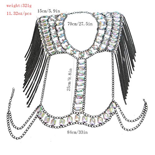 Women Sexy Jewelry Night Shop Costume Shoulder Body Chain - color: Black -Shoulder body chain
