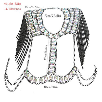Women Sexy Jewelry Night Shop Costume Shoulder Body Chain - color: Black -Shoulder body chain