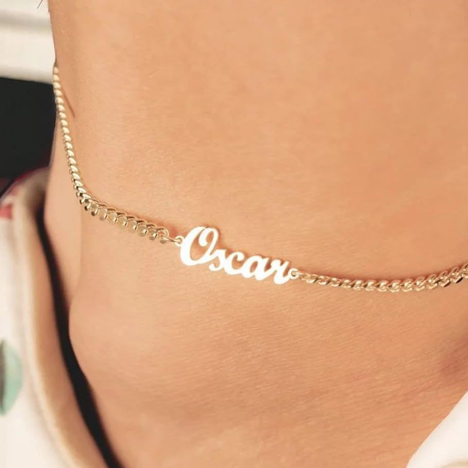Custom Ankle for Women for Women 18K Gold Plated Adjustable Name Anklet Customized Beach Anklet Gifts - color: Name Anklet with Cuban Chain