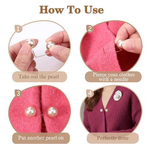 18 Pcs Artificial Pearl Brooch Pins, Sweater Shawl Clips, Tops Clothing Decorative Clips Anti-Exposure Neckline Safety Pins for Clothes Decorative Pin for Clothing Cardigan Dress Sweater