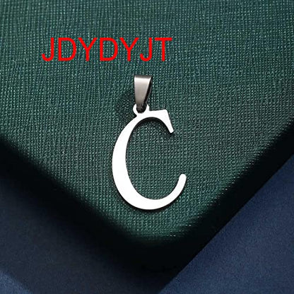 Stainless Steel Initial Letter Connector Charms Alphabet Pendant Diy Craft for Jewelry Making Necklaces Bracelets Keychain - color: Stainless Steel C