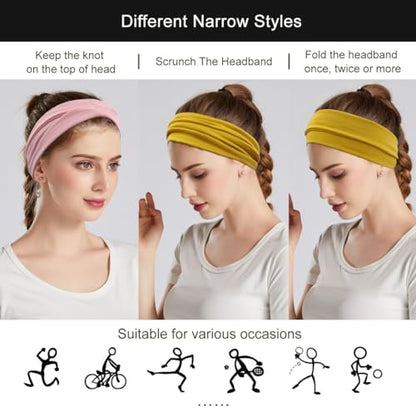 YONUF Fashion Headbands For Women Wide Headband Yoga Workout Head Bands Hair Accessories Band 6 Pack - color: Solid3