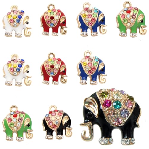 Bulk Gold Enamel Charms for Jewelry Making, Colorful Metal Charms Pendant for Bracelet Necklace and Crafting - color: Elephant MIxed Color
