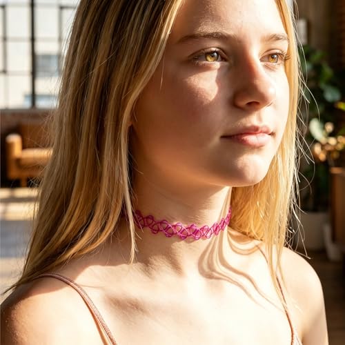 PAGOW Tattoo Choker Set, Stretchy 90s Choker Necklace, Adjustable Retro Y2K Gothic Grunge Chokers Jewelry Accessories - color: 12 Colors-a,12 Pcs