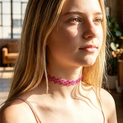 PAGOW Tattoo Choker Set, Stretchy 90s Choker Necklace, Adjustable Retro Y2K Gothic Grunge Chokers Jewelry Accessories - color: 12 Colors,12Pcs