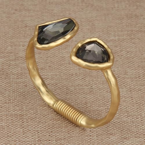 GelConnie Chunky Cuff Bangle Bracelet for Women, Statement Jewelry | Gold and Silver Tone Cuff Bangles with Resin, Crystal and Textured Accents for Party, Vacation and Dressy Looks - style: Bangle 05-Gold