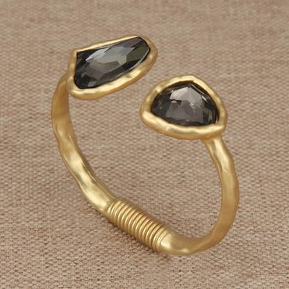 GelConnie Chunky Cuff Bangle Bracelet for Women, Statement Jewelry | Gold and Silver Tone Cuff Bangles with Resin, Crystal and Textured Accents for Party, Vacation and Dressy Looks - style: Bangle 05-Gold