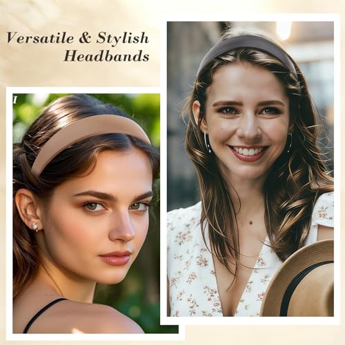 6 PCS Leather Headbands for Women Wide Cute Fashion Padded Headbands Non Slip Head Bands for Women's Hair PU Leather Soft Hairband for Girls diademas para mujer de moda Hair Accessories