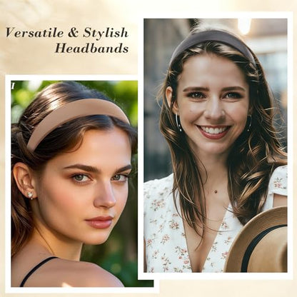 6 PCS Leather Headbands for Women Wide Cute Fashion Padded Headbands Non Slip Head Bands for Women's Hair PU Leather Soft Hairband for Girls diademas para mujer de moda Hair Accessories