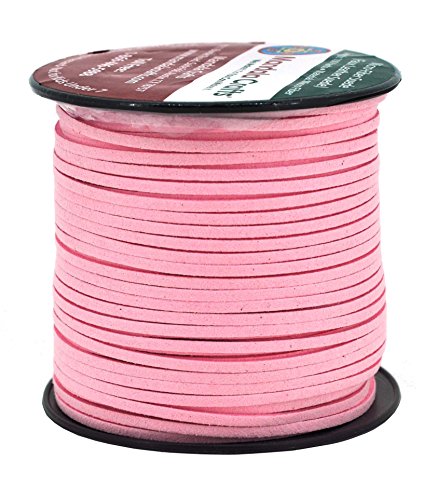 Mandala Crafts Faux Suede Cords Baby Pink Leather Cords for Jewelry Making - 2.65mm Leather Laces Leather Strips Flat Vegan Leather Strings for Dream Catchers Supplies - color: Baby Pink, size: 2.65mm 100 Yards