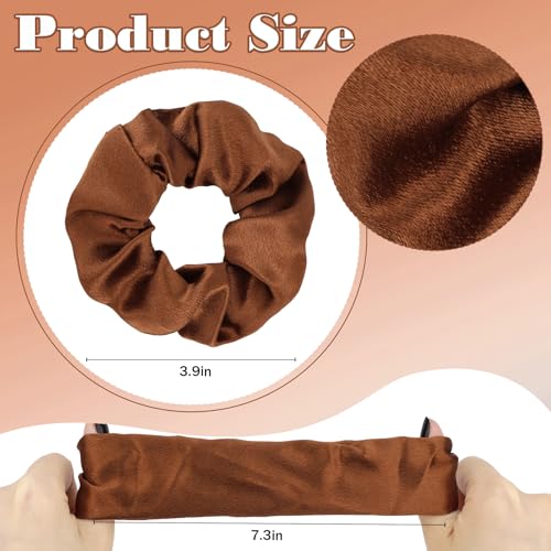 YISSION Claw Clip and Satin Scrunchie Set, 2 Pack Brown Hair Accessories, No Damage Hair Ties Non Slip Large Hair Clips for Women Girls Thick Thin Hair Daily Wear Party Wedding - color: Brown