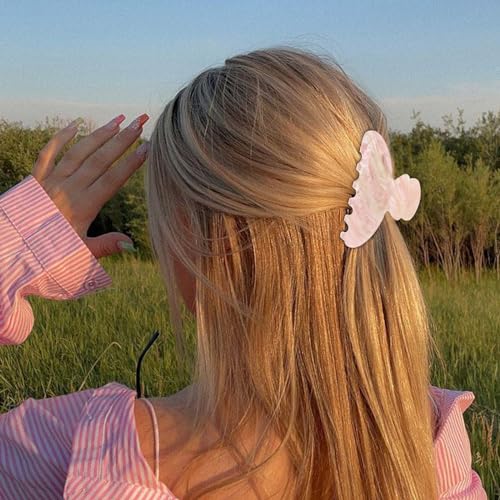 2 Pcs Hair Claw Clips for Women Non-slip Clip Large Claws Hair Accessories | Acrylic Claw Clips, Thick Thin Hair, Ideal Gift - color: White and Pink