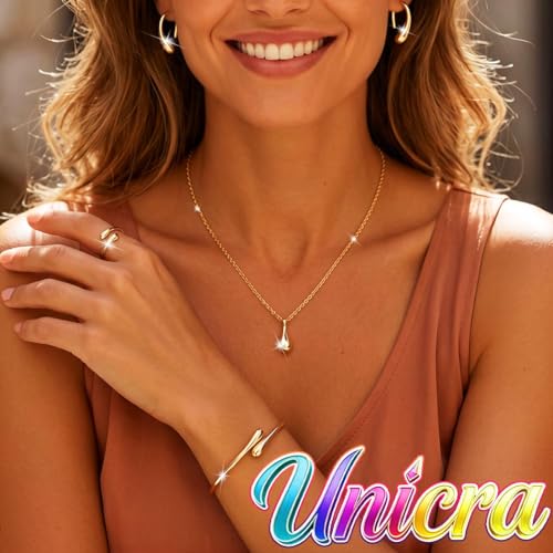 Gold Jewelry Sets Dainty Statement Necklace Earrings Bracelet Ring Set Formal Costume Jewelry for Women
