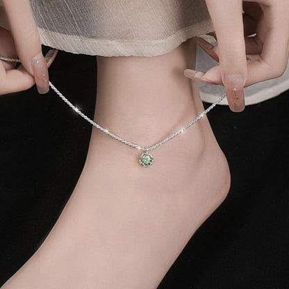 Wellike Silver Ankle Bracelets For Women Waterproof Birthstone Anklets Adjustable Sparkly Chain Silver Plated Stainless Steel Anklet Non Tarnish Jewelry - color: KKWJL185-8