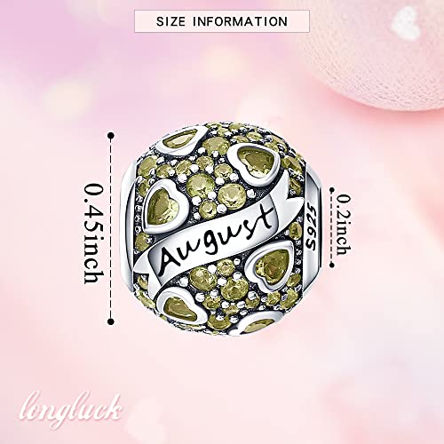 925 Sterling Silver Birthstone Charms fits Charms Bracelets for Woman，with 5A Cubic Zirconia Dangle Pendant Bead,Happy Birthday Charms for Bracelet and Necklace Valentine's Day Mother's Day Gift - color: 1-August Birthstones