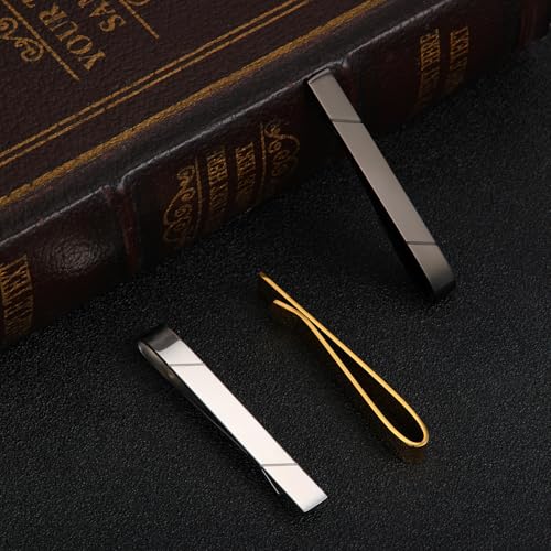 GWD Stainless Steel Tie Clips for Men Classic Tie Bar Clip Set | Ideal Gift for Father, Husband, Boyfriend, Business, Wedding, Tie clip With Gift Box - style: 3pcs