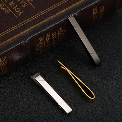 GWD Stainless Steel Tie Clips for Men Classic Tie Bar Clip Set | Ideal Gift for Father, Husband, Boyfriend, Business, Wedding, Tie clip With Gift Box - style: 3pcs