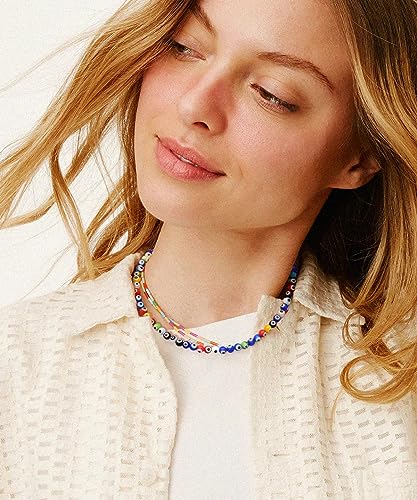 Aobei Pearl Gemstone Beaded Choker Necklace for Women Boho Turquoise/Cultured Freshwater Pearls/Garnet/Amazonite Jewelry - color: N Colorful Evil Eye