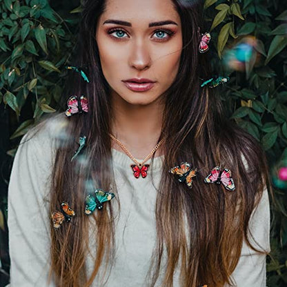 Ornaland 6pcs Butterfly Pendant Necklace Adjustable Alloy Enamel Neck Chain Charms Jewelry Fashion Dangle Necklace Gifts for Women Lovers Christmas Birthday - color: A2