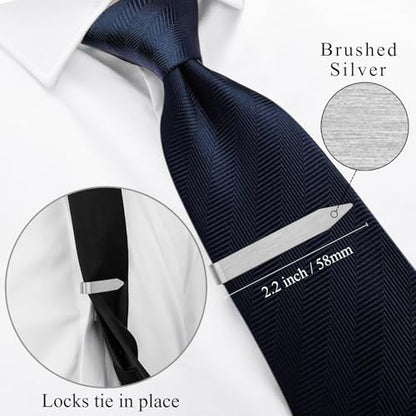 HAWSON Gold Silver Black Rose Gold Tie Clips for Men, Skinny Bars Pins Tacks Set 2.2 Inch for Necktie Suit Accessories - style: 4 Pcs Silver Tie Bars Set