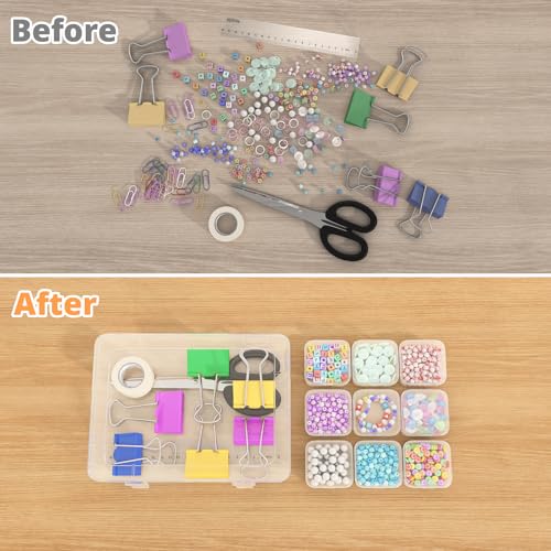 Mathtoxyz Bead Organizer Box, 62Pcs Small Organizers and Storage Plastic Cases, Mini Clear Storage Containers With Hinged Lid, Rectangle for Bracelet Making, DIY Jewelry Craft, Nail - size: Clear - 2P