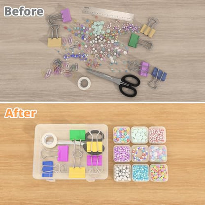 Mathtoxyz Bead Organizer Box, 62Pcs Small Organizers and Storage Plastic Cases, Mini Clear Storage Containers With Hinged Lid, Rectangle for Bracelet Making, DIY Jewelry Craft, Nail - size: Clear - 2P