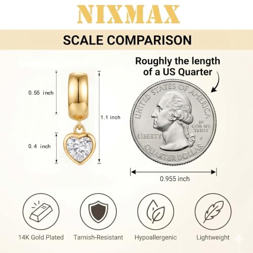 NIXMAX Trendy Gold Dangle Earrings for Women, Chunky Statement CZ Hoops | Bezel-Set Cubic Zirconia Charm, 14K Gold Plated, Lightweight Hypoallergenic Jewelry, Fashion Accessories, Gifts for Women - color: Gold-Chunky heart hoops