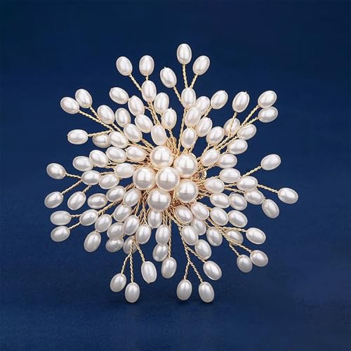 Flower White Pearl Brooch Pin for Women | Striking Large Pearl Flower Beads Statement Costume Pin Graceful Wedding Anniversary Prom Jewelry Gifts - style: Pearl4