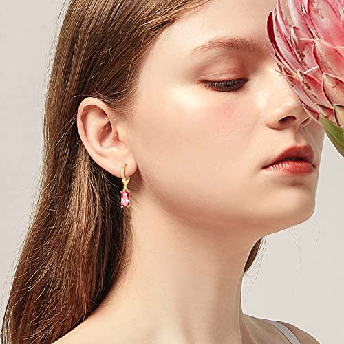 Multicolor Crystal Dangle Studs Earrings Set for Women 925 Silver Hypoallergenic Dangle Earrings Leverback Drop Earring Fashion Cubic Zirconia Leverback Stud Earring Sets Trendy Cubic Zirconia Jewelry Gifts for Women - style: 6-D-G